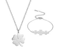 SIPURIS Collier trèfle à quatre feuilles celtique porte-bonheur en forme de trèfle irlandais porte-bonheur amulette de protection bijoux pour femmes et adolescentes, Acier inoxydable, Pas de gemme
