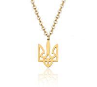 SIPURIS Collier Ukraine Trident Ukrainien pour homme et femme Symbole du drapeau ukrainien Symbole National Ukrainien Pendentif en acier inoxydable Cadeau Ukraine Bijoux en acier inoxydable Sans