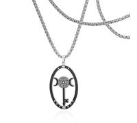 SIPURIS Hekate Collier triple avec pendentif en forme de roue de la Hécate, symbole magique, amulette Wicca pour hommes et femmes, 1.5*0.95in, Acier inoxydable, Pas de gemme