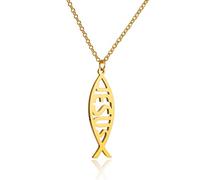 SIPURIS Ichthys Collier Boucles d'oreilles Jésus Poisson Pendentif et Boucles d'oreilles Poisson Chrétien Ichtus Collier Boucles d'oreilles Cadeau religieux Chrétien, Acier inoxydable, Pas de gemme