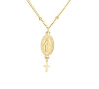 SIPURIS Médaille miracle de la Vierge Marie pour homme et femme avec pendentif en forme de croix de Vierge Marie, 0.44*0.94in, Acier inoxydable, Pas de pierre précieuse