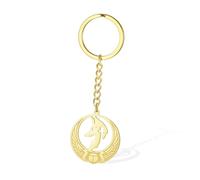 SIPURIS Porte-clés en forme de croix d'Ankh avec tête de chacal Anu t éléments Khepri pour homme et femme, doré, 1.06 x 1.14 in