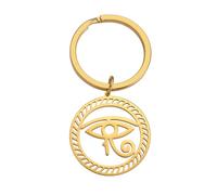 SIPURIS Porte-clés œil d'Horus pour homme et femme - Pendentif mauvais œil - Amulette de protection égyptienne antique - Cadeau pour homme et femme, doré, Medium