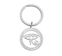 SIPURIS Porte-clés œil d'Horus pour homme et femme - Pendentif mauvais œil - Amulette de protection égyptienne antique - Cadeau pour homme et femme, Argenté, Medium