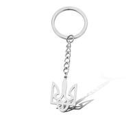 SIPURIS Porte-clés Ukraine Trident Ukrainien Symbole Drapeau Ukrainien Emblème National Ukrainien Porte-clés Ukraine Cadeaux Ukrainiens, Argenté., taille unique