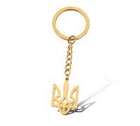 SIPURIS Porte-clés Ukraine Trident Ukrainien Symbole Drapeau Ukrainien Emblème National Ukrainien Porte-clés Ukraine Cadeaux Ukrainiens, Gold-1., taille unique