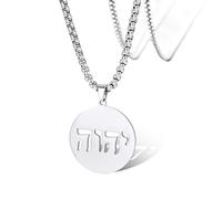 SIPURIS Tetragrammaton Collier avec pendentif en forme de lettres de l'alphabet hébreu Jéhovah Nom de Dieu pour homme et femme, Acier inoxydable, Pas de gemme