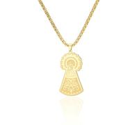 SIPURIS Virgen del Pilar Collier avec pendentif Notre-Dame du pilier Protection religieuse catholique Amulette Bijoux pour homme femme Chaîne vénitienne, 0.79*1.46", Acier inoxydable, Pas de pierre