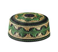 SIQITECH Bonnet de Prière Respirant Musulman Bonnet Brodé pour Garçon Calotte Musulmane Calotte de Prière Plat Chapeau en Polyester Doux Islamique Chapeau Turban Traditionnel pour l'Aïd Ramadan