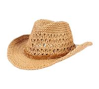 SIQITECH Chapeau de Cowboy Enfant Adulte Chapeau de Paille Large Bord Chapeaux de Soleil Anti-UV Casquette Visière Anti-Soleil Chapeaux Panama avec Mentonnière Voyage Camping Plage Parent-Enfant