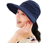 SIQITECH Chapeau de Soleil Femme Dame Chapeau Large Bord Eté Réglable Chapeau de Protection Solaire Anti-UV Casquette Visière Pliable Respirant pour Vélo Course Marche Voyage Vacances Piscine Camping