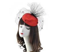 SIQITECH Chapeau Fascinator Floral de Mariage avec Voile Voilette en Mesh avec Petite Capeline Vintage Accessoire de Pince avec Chapeau de Mariée Elégant pour Soirée Banquet Fête Scène Photo