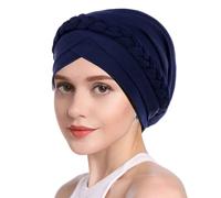 SIQITECH Femme Bonnet Turban Extensible Bonnet de Sommeil Coton Foulard Cheveux Femme Bonnet Nuit Musulmanes Inde Chapeau Musulman Tresse Torsadée Respirant Casquette de Perte de Cheveux