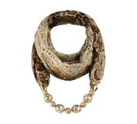 SIQITECH Foulard à Imprimé Léopard Collier 2 en 1 Femme Echarpe d’Animal Décoratif Elégant Automne Foulard Perlé Vintage avec Collier Echarpe de Voyage avec Perles pour Photographe Bal Sortie