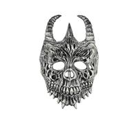 SIQITECH Masque de Crâne avec Bandeau Elastique Halloween Tenue Masqué Macabre PU Mascarade Masque de Squelette Macabre Cosplay Tenue Masqué de Monstre pour Bal Film Fête Toussaint Spectacle