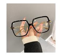 siqiwl Lunettes pour Lire, Lunettes carrées surdimensionnées de la Mode, lumière Anti-Bleue, Lunettes de Cadre en métal rétro for Femmes, Lunettes de Vue d'ordinateur (Color : 0+, Size : Black)