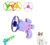 SiQiYu Celerypet Light-Up Flying Disc Cat Launcher Set,Celery Pets Flying Disc Launcher Toy,Cats Tracking Interactive Toys for Chasing Training Hunting (Purple, 1pcs)