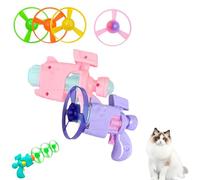 SiQiYu Celerypet Light-Up Flying Disc Cat Launcher Set,Celery Pets Flying Disc Launcher Toy,Cats Tracking Interactive Toys for Chasing Training Hunting (Pink and Purple, 2pcs)