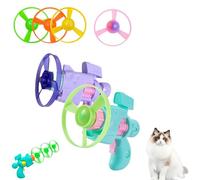 SiQiYu Celerypet Light-Up Flying Disc Cat Launcher Set,Celery Pets Flying Disc Launcher Toy,Cats Tracking Interactive Toys for Chasing Training Hunting (Purple and Green, 2pcs)
