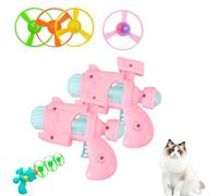 SiQiYu Celerypet Light-Up Flying Disc Cat Launcher Set,Celery Pets Flying Disc Launcher Toy,Cats Tracking Interactive Toys for Chasing Training Hunting (Pink, 2pcs)