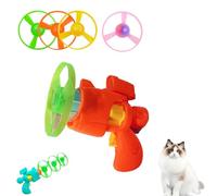 SiQiYu Celerypet Light-Up Flying Disc Cat Launcher Set,Celery Pets Flying Disc Launcher Toy,Cats Tracking Interactive Toys for Chasing Training Hunting (Red, 1pcs)