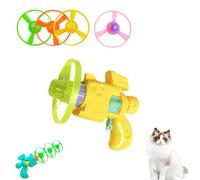 SiQiYu Celerypet Light-Up Flying Disc Cat Launcher Set,Celery Pets Flying Disc Launcher Toy,Cats Tracking Interactive Toys for Chasing Training Hunting (Yellow, 1pcs)