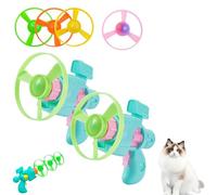 SiQiYu Celerypet Light-Up Flying Disc Cat Launcher Set,Celery Pets Flying Disc Launcher Toy,Cats Tracking Interactive Toys for Chasing Training Hunting (Green, 2pcs)