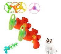 SiQiYu Celerypet Light-Up Flying Disc Cat Launcher Set,Celery Pets Flying Disc Launcher Toy,Cats Tracking Interactive Toys for Chasing Training Hunting (Red, 2pcs)
