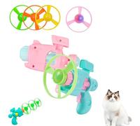 SiQiYu Celerypet Light-Up Flying Disc Cat Launcher Set,Celery Pets Flying Disc Launcher Toy,Cats Tracking Interactive Toys for Chasing Training Hunting (Pink and Green, 2pcs)