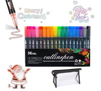 SiQiYu Neattidyly Marker Pen for Highlight,Objectivew Magische Stifte,Illuminateupon Outline Markers Metallic Glitter Pens,Double Line Quick Dry Graffiti Dotting for Drawing and Scribbling (36colors)