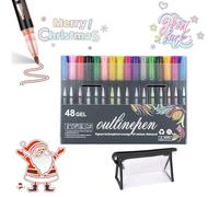 SiQiYu Neattidyly Marker Pen for Highlight,Objectivew Magische Stifte,Illuminateupon Outline Markers Metallic Glitter Pens,Double Line Quick Dry Graffiti Dotting for Drawing and Scribbling (48colors)