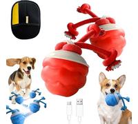 SiQiYu Yobensun Dog Toy,Automatic Dog Walker Interactive Indestructible Waggle Ball Toy,Power Tail Motion Activated Rolling Smart Jumping Ball,USB Rechargeable for Small Medium Dogs (Red, 2pcs)