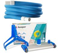 SIQUA Kit de nettoyage de piscine en aluminium avec brosses latérales + tuyau autoflottant 8 m Ø38 mm, résistant au soleil, aspiration manuelle pour fond de piscine