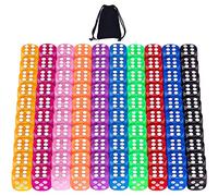 SIQUK 100 Pièces Dés 6 Faces (Rond, Couleur Translucide)