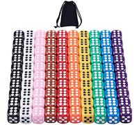 SIQUK 100 Pièces Dés 6 Faces (Rond, Couleur Unie)