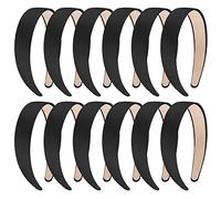 SIQUK 12 Pièces Bandeau Cheveux Femme 1 Inch Satin Bandeaux pour Femme et Fille, Noir