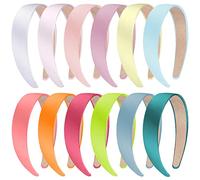 SIQUK 12 Pièces Satin Bandeaux 3cm Serre-tête Cheveux Headband Large Bandeau pour Femme et Fille, 12 Couleurs