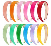 SIQUK 12 Pièces Serre-Tête Satin Bandeaux en Satin Serre-Tête Bandeau Cheveux Antidérapants Bandeaux Bandeau en Satin Coloré pour Femmes et Filles, 12 Couleurs