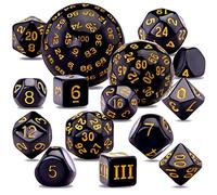 SIQUK 15 Pièces Dés Polyédriques D3-D100 Ensemble De Dés Polyédriques Jeu de Dés pour DND RPG, Noir et Jaune