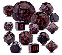 SIQUK 15 Pièces Dés Polyédriques D3-D100 Ensemble De Dés Polyédriques Jeu de Dés pour DND RPG, Noir et Rouge