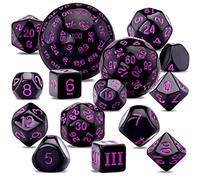 SIQUK 15 Pièces Dés Polyédriques D3-D100 Ensemble De Dés Polyédriques Jeu de Dés pour DND RPG, Noir et Violet