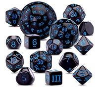 SIQUK 15 Pièces Dés Polyédriques D3-D100 Ensemble De Dés Polyédriques Jeu de Dés pour DND RPG, Noir et Bleu