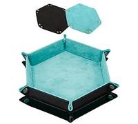 SIQUK 2 Pièces Piste de Dés Cuir et Velours Plateau de des Pliable pour DND RPG Jeux de Table (Bleu Clair, Noir)