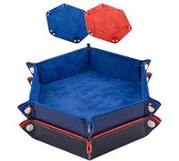 SIQUK 2 Pièces Piste de Dés Cuir et Velours Plateau de des Pliable pour DND RPG Jeux de Table (Bleu Roi, Orange)