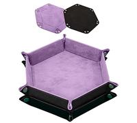 SIQUK 2 Pièces Piste de Dés Cuir et Velours Plateau de des Pliable pour DND RPG Jeux de Table (Lilas, Noir)