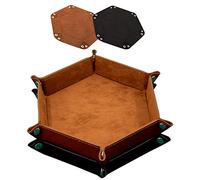 SIQUK 2 Pièces Piste de Dés Cuir et Velours Plateau de des Pliable pour DND RPG Jeux de Table, Noir et Marron