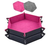 SIQUK 2 Pièces Piste de Dés Cuir et Velours Plateau de des Pliable pour DND RPG Jeux de Table (Rose, Gris)