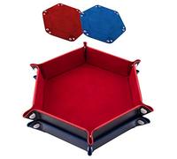 SIQUK 2 Pièces Piste de Dés Cuir et Velours Plateau de des Pliable pour DND RPG Jeux de Table, Rouge et Bleu Royal