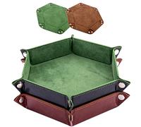 SIQUK 2 Pièces Piste de Dés Cuir et Velours Plateau de des Pliable pour DND RPG Jeux de Table (Vert, Camel)