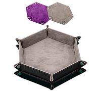 SIQUK 2 Pièces Piste de Dés Cuir PU et Velours Plateau de des Pliable pour DND RPG Jeux de Table, Gris et Violet